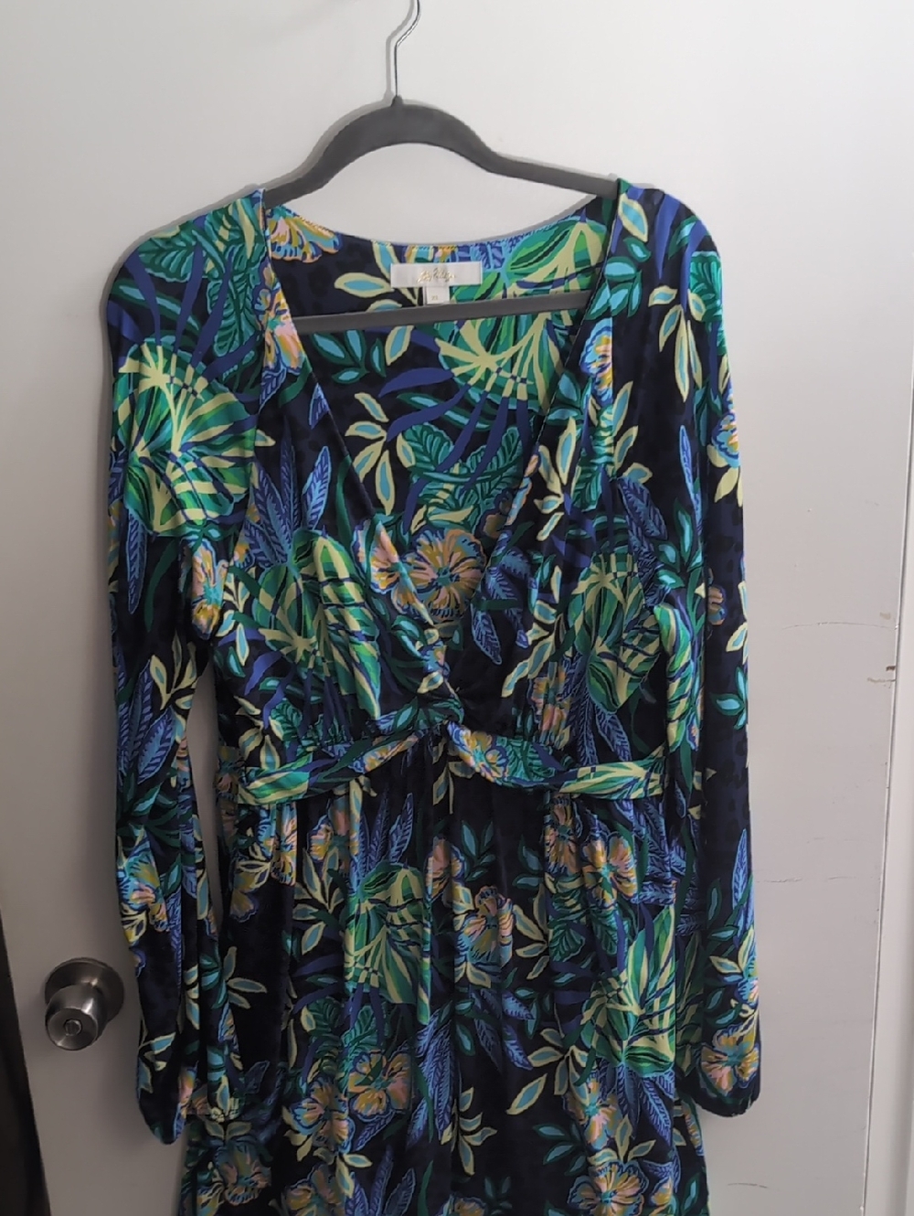 Lilly Pulitzer Blue and Green Floral Long Sleeve Romper -